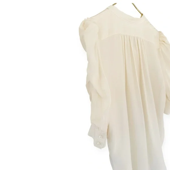 Frame • Shirred Sleeve Silk Button Down Top - Picture 7 of 13